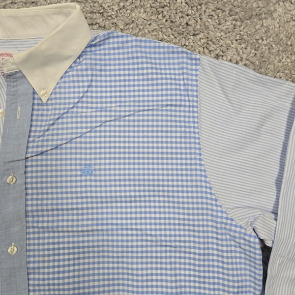 Brooks Brothers Madison Shirt Mens XXL Blue Crazy Pattern Button Long Sleeve - Picture 4 of 9